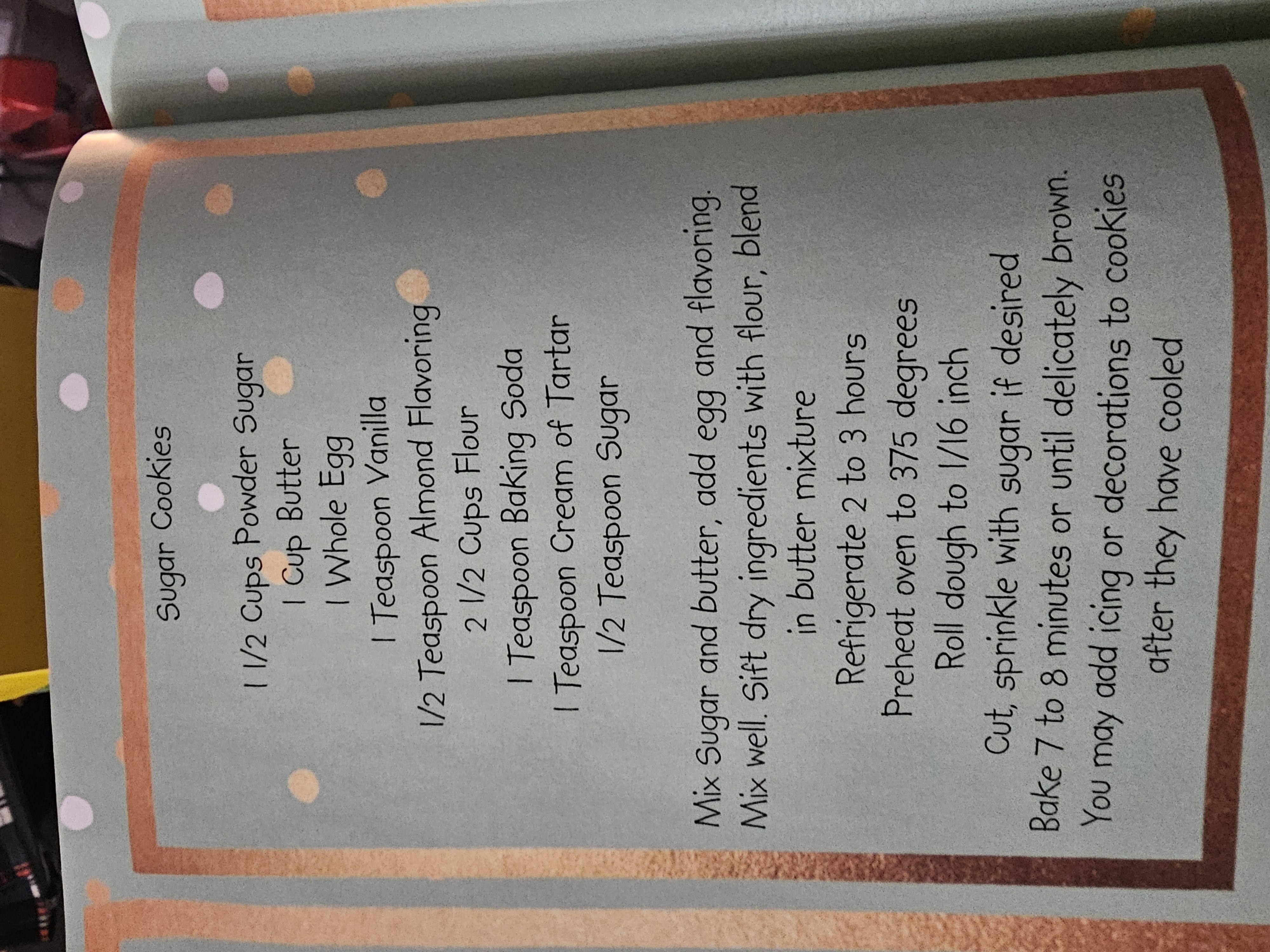 Sugar Cookies recipe card